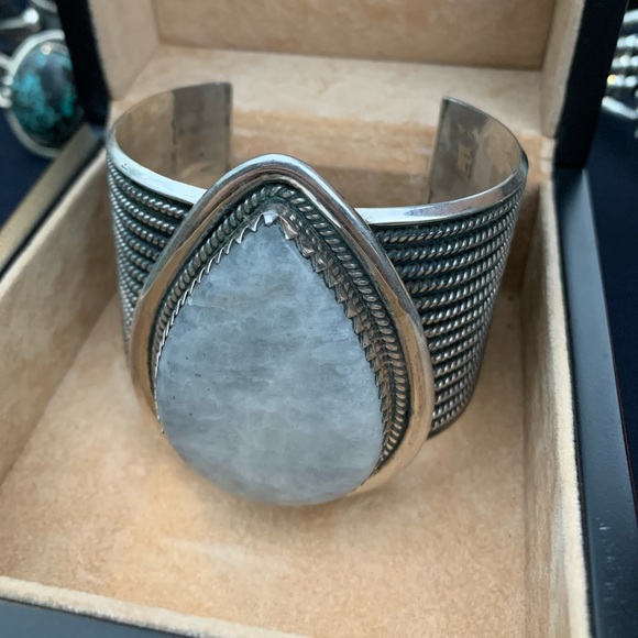 Native American Sterling moonstone bracelet 925 - Picture 3 of 7